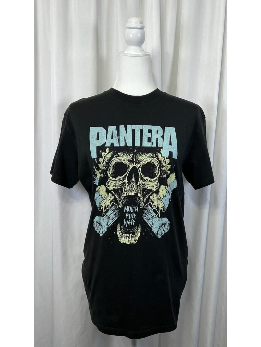 PANTERA MOUTH FOR WAR Heavy Metal Band Black T-Shirt XS Relaxed Boyfriend Fit